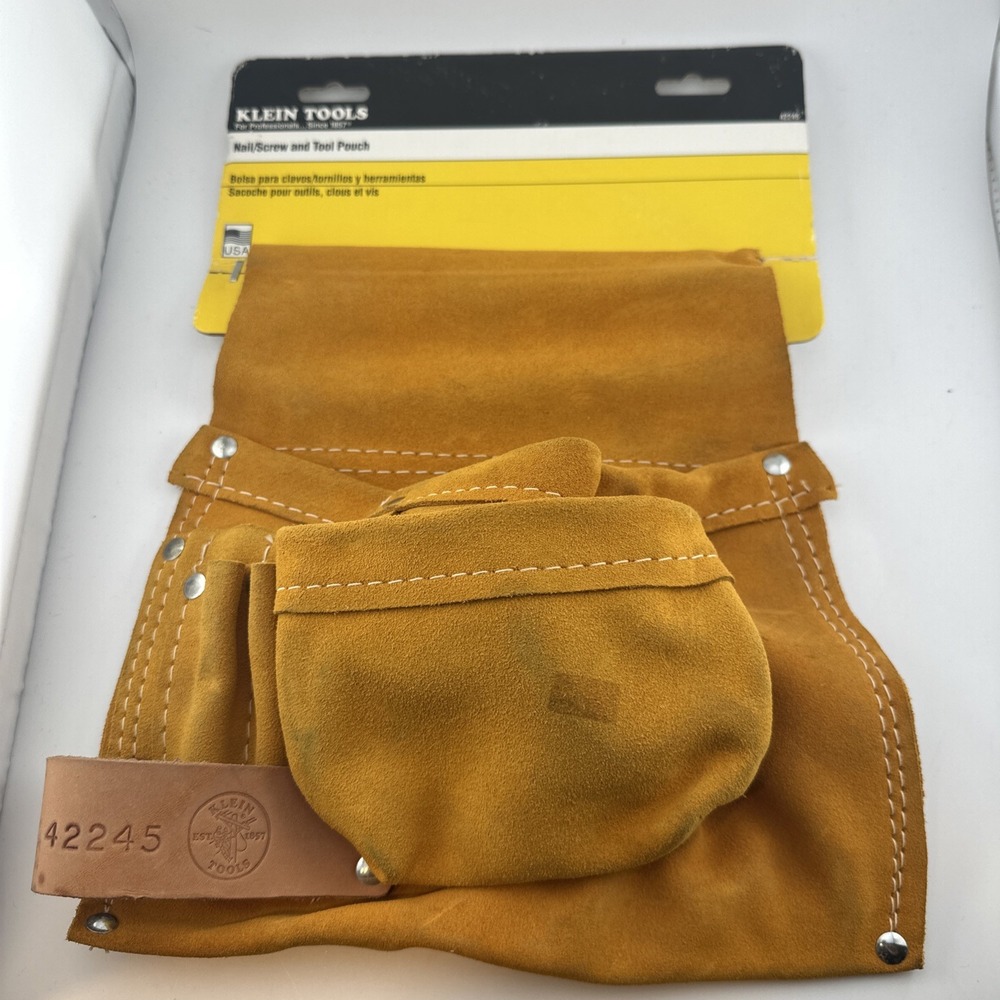 Klein Tools 42245 Leather Tool Pouch 6-Pocket Nail and Screw Bag USA Made NEW